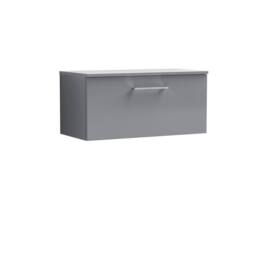 Balterley Level 800mm Wall Hung 1 Drawer Vanity Unit with Worktop - Satin Grey - thumbnail 1
