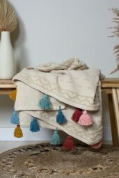 Furn Boho Geometric Cotton Tufted Throw - thumbnail 3