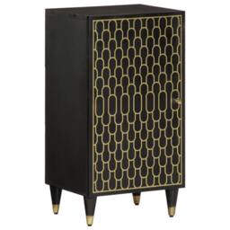Berkfield Home Side Cabinet 40x33x75 cm Solid Wood Mango in Black - Size: 40 x 33 x 75 cm - thumbnail 1
