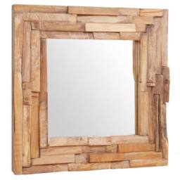 Berkfield Home Decorative Mirror Teak 60x60 cm Square in Brown - thumbnail 4