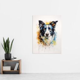 "Artery8 Wall Art Print Border Collie Lovers Gift Watercolour Pet Portrait Painting Artwork Poster - Size: W24"" x H32""" - thumbnail 4