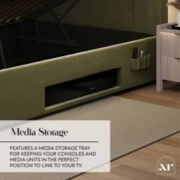 X Rocker Maisie 5.1 Ottoman TV Lift Bed, Surround Sound & App Controlled LED in Olive - Size: Double - thumbnail 8