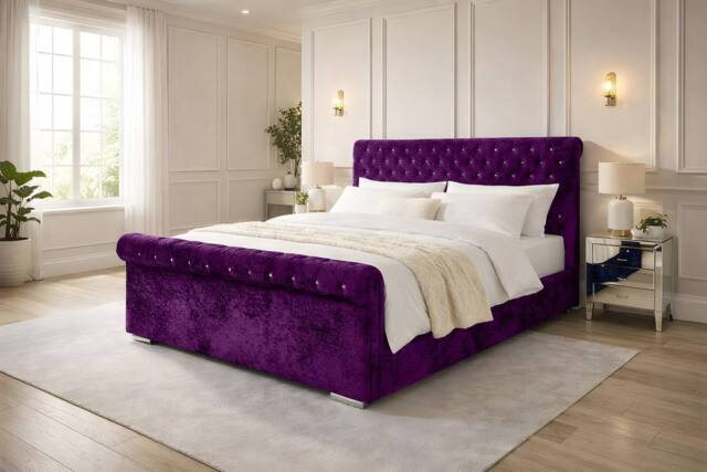 PARADISE BEDS LTD Luxury Ripon Divan Ottoman Modern Bed in Purple - Size: King - image 1