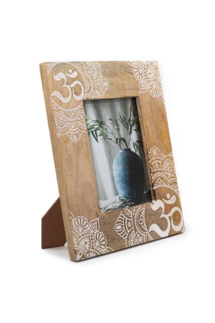 KDMD Lrg Mango Wood Picture Frame (for 13x18cm) 28x23x2cm - Mandala - White in Brown - Size: 28 x 23 x 2 cm - image 1