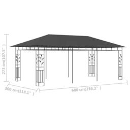 Berkfield Home Gazebo with Mosquito Net 6x3x2.73 m Anthracite in Charcoal - thumbnail 6