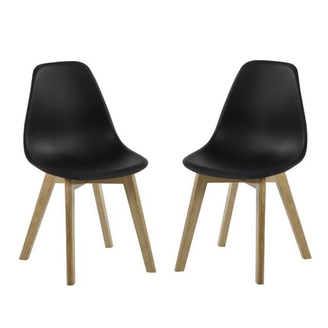 Cheshire Alderley Premium Black Plastic Dining Chairs with Wooden Legs-Set of 2 - image 1