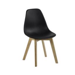 Cheshire Alderley Premium Black Plastic Dining Chairs with Wooden Legs-Set of 2 - thumbnail 2