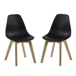 Cheshire Alderley Premium Black Plastic Dining Chairs with Wooden Legs-Set of 2 - thumbnail 1