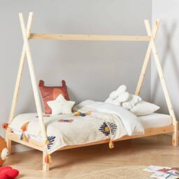 Wyld and Coco Kids Teepee Bed Frame Light Brown Pine EU Single with Slatted Base - thumbnail 1