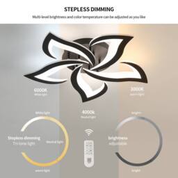 Pheashine White 66cm Round Petal LED Ceiling Light 40W Dimmable 4700LM Remote in Black - thumbnail 4