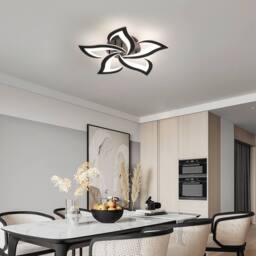 Pheashine White 66cm Round Petal LED Ceiling Light 40W Dimmable 4700LM Remote in Black - thumbnail 8