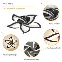 Pheashine White 66cm Round Petal LED Ceiling Light 40W Dimmable 4700LM Remote in Black - thumbnail 3