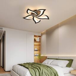 Pheashine White 66cm Round Petal LED Ceiling Light 40W Dimmable 4700LM Remote in Black - thumbnail 7