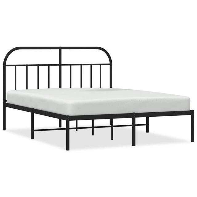 Berkfield Home Metal Bed Frame with Headboard Black 135x190 cm Double - image 1