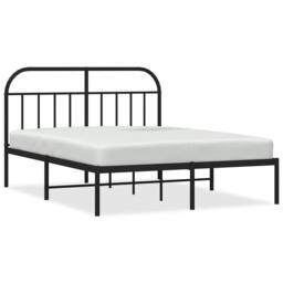 Berkfield Home Metal Bed Frame with Headboard Black 135x190 cm Double - thumbnail 1