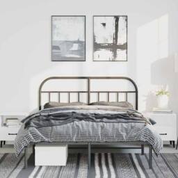 Berkfield Home Metal Bed Frame with Headboard Black 135x190 cm Double - thumbnail 4