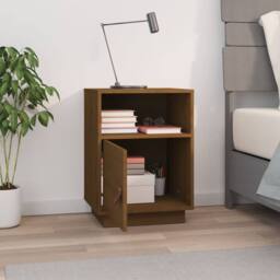 Berkfield Home Beautiful Bedside Cabinet Honey Brown 40x34x55 cm Solid Wood Pine - Size: 40 x 34 x 55 cm
