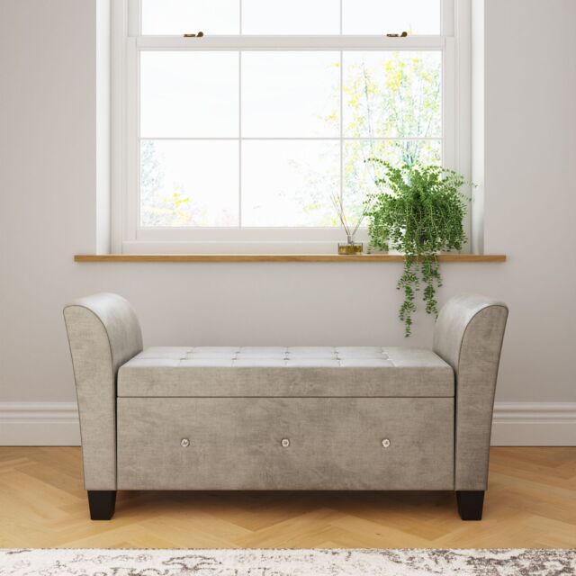 GFW Verona Chenille Diamante Window Seat in Silver - image 1