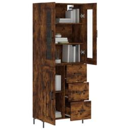 Berkfield Home Highboard Smoked Oak 69.5x34x180 cm Engineered Wood in Brown - thumbnail 3
