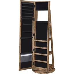 SONGMICS Freestanding Jewellery Cabinet with Mirror & Shelf in Brown - thumbnail 8