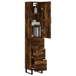 Berkfield Home Highboard Smoked Oak 34.5x34x180 cm Engineered Wood in Brown - thumbnail 3