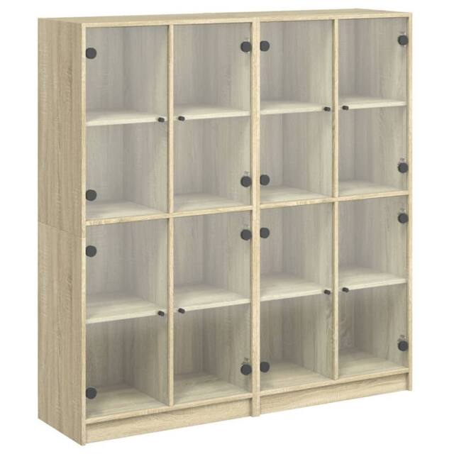 Berkfield Home Bookcase with Doors Sonoma Oak 136x37x142 cm Engineered Wood in Light Tan - Size: 136 x 37 x 142 cm - image 1