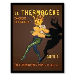 Artery8 Leonetto Cappiello Framed Wall Art Le Thermogene Vintage French Advert in Brown - Size: A4 - thumbnail 1