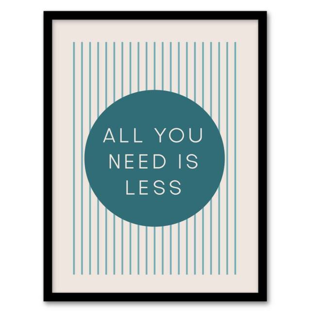 Artery8 All You Need Is Less Circle Stripes Teal Simple Framed Wall Art Print in Blue - Size: A4 - image 1