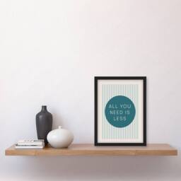 Artery8 All You Need Is Less Circle Stripes Teal Simple Framed Wall Art Print in Blue - Size: A4 - thumbnail 4