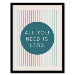 Artery8 All You Need Is Less Circle Stripes Teal Simple Framed Wall Art Print in Blue - Size: A4 - thumbnail 1