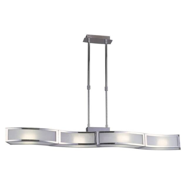 Netlighting Duna GU10 Linear Pendant 4 Light L1 SGU10 Bar Chrome White Acrylic in Grey - image 1