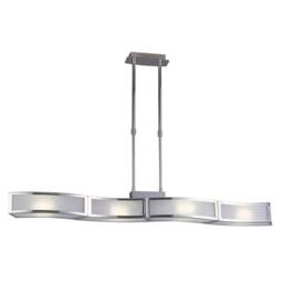 Netlighting Duna GU10 Linear Pendant 4 Light L1 SGU10 Bar Chrome White Acrylic in Grey