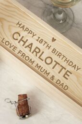 Personalised Memento Company Personalised Love Heart Wooden Wine Bottle Box in Light Brown - thumbnail 3