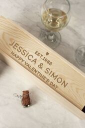 Personalised Memento Company Personalised Love Heart Wooden Wine Bottle Box in Light Brown - thumbnail 4