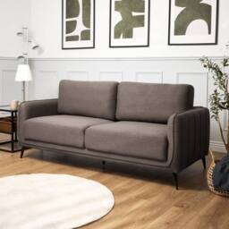 Bravich LTD Brixton 3 Seater Sofa - Modern Fabric Sofa with Steel Legs in Dark Brown - thumbnail 1