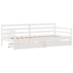 Berkfield Home Daybed with Drawers without Mattress White 90x190 cm Single Solid Wood - thumbnail 3