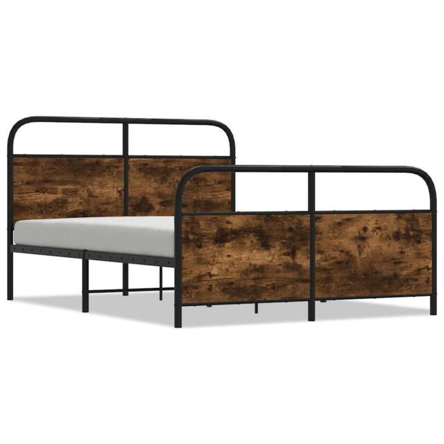 Berkfield Home Metal Bed Frame without Mattress Smoked Oak 137x190 cm in Brown - image 1
