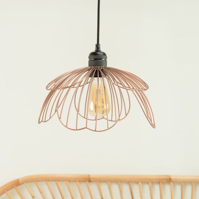 ValueLights Pink Metal Flower Easy Fit Ceiling Pendant Light Shade Lampshade - image 1