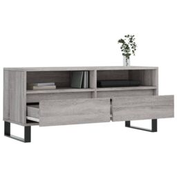 Berkfield Home TV Cabinet Grey Sonoma 100x34.5x44.5 cm Engineered Wood - thumbnail 4