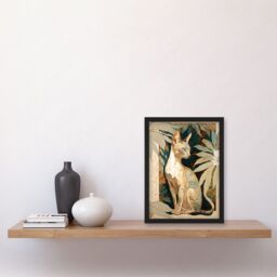Artery8 Shorthair Cat Botanical Pattern Fur & Plants Modern Art Nouveau Watercolour Illustration Artwork Framed Wall Art Print A4 in Black - thumbnail 2