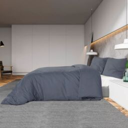 Berkfield Home Duvet Cover Set Anthracite 200x200 cm Cotton in Black - thumbnail 4