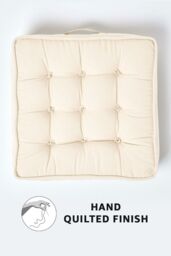 Homescapes Cotton Armchair Booster Cushion in Cream - Size: 50 cm x 50 cm - thumbnail 3
