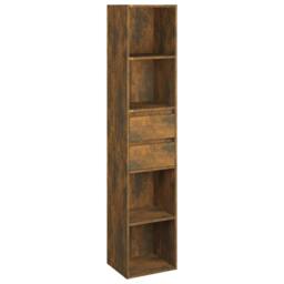 Berkfield Home Modern Book Cabinet Smoked Oak 36x30x171 cm Engineered Wood in Brown - Size: 36 x 30 x 171 cm - thumbnail 3