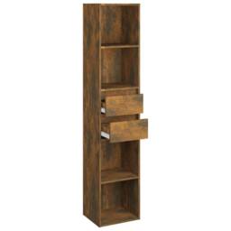 Berkfield Home Modern Book Cabinet Smoked Oak 36x30x171 cm Engineered Wood in Brown - Size: 36 x 30 x 171 cm - thumbnail 5