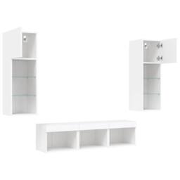 Berkfield Home 5 Piece TV Wall Units with LED White Engineered Wood - thumbnail 5