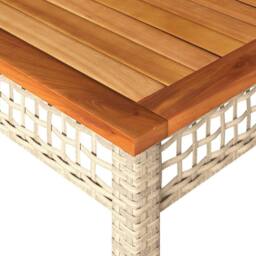 Berkfield Home Garden Table Beige 140x80x75 cm Poly Rattan Acacia Wood - Size: 140 x 80 x 75 cm - thumbnail 7