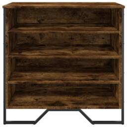 Berkfield Home Shoe Cabinet Smoked Oak 80x38x78 cm Engineered Wood - Size: 80 x 38 x 78 cm - thumbnail 4