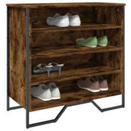 Berkfield Home Shoe Cabinet Smoked Oak 80x38x78 cm Engineered Wood - Size: 80 x 38 x 78 cm - thumbnail 2