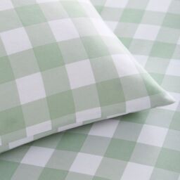 Portfolio Home Gingham Check Bedding Duvet Cover Quilt Set with Pillowcase in Green - Size: Super King - thumbnail 2