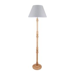 First Choice Lighting Julian - Natural Wood 161cm Floor Lamp with Striped Linen Shade - thumbnail 5
